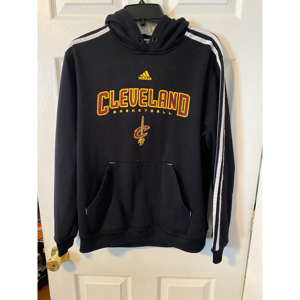 Adidas Cleveland Cavaliers Basketball Hoodie Black Mens Small NBA Pullover
